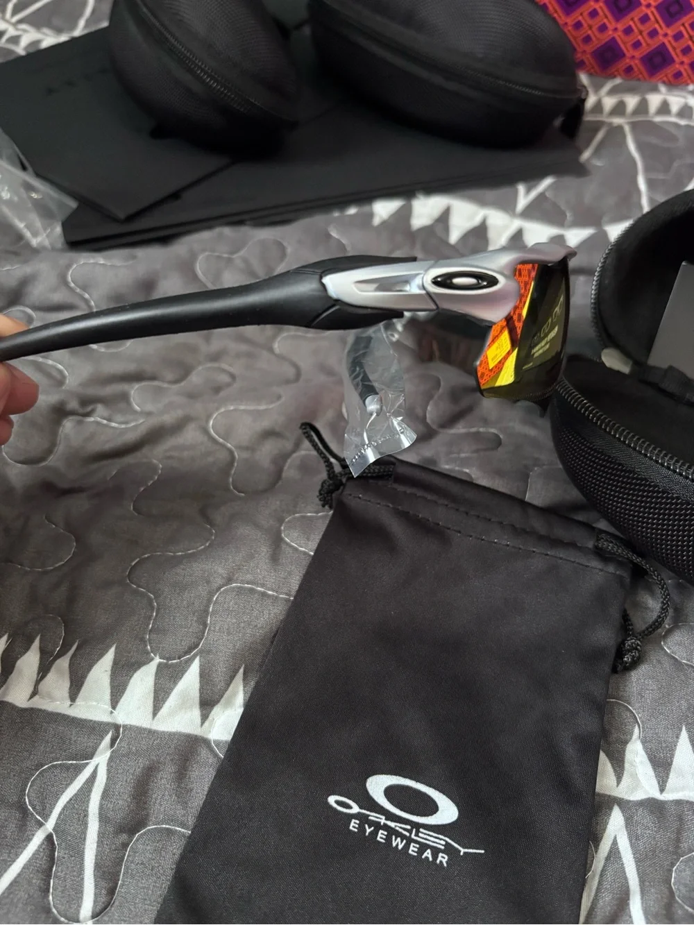 Oakley Men’s Sunglasses with Red-Orange Mirrored Lenses